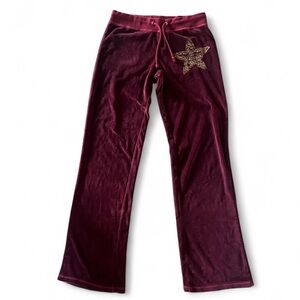 Olivers Burgundy Velvet flare pants with Gold Star